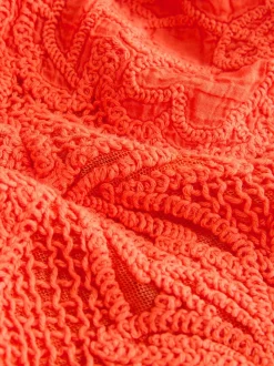 Orange - Chemise à manches courtes au crochet