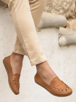 Orange - Escarpins Pavers en cuir à enfiler
