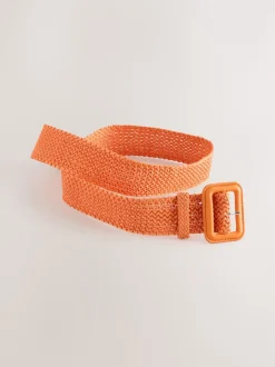Orange - Large ceinture effet raphia