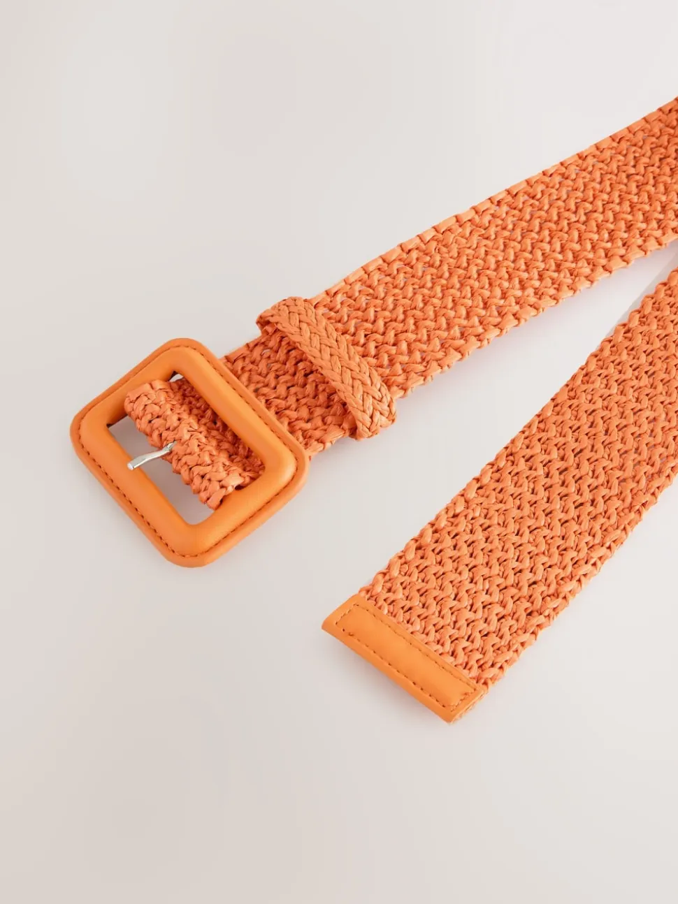 Orange - Large ceinture effet raphia