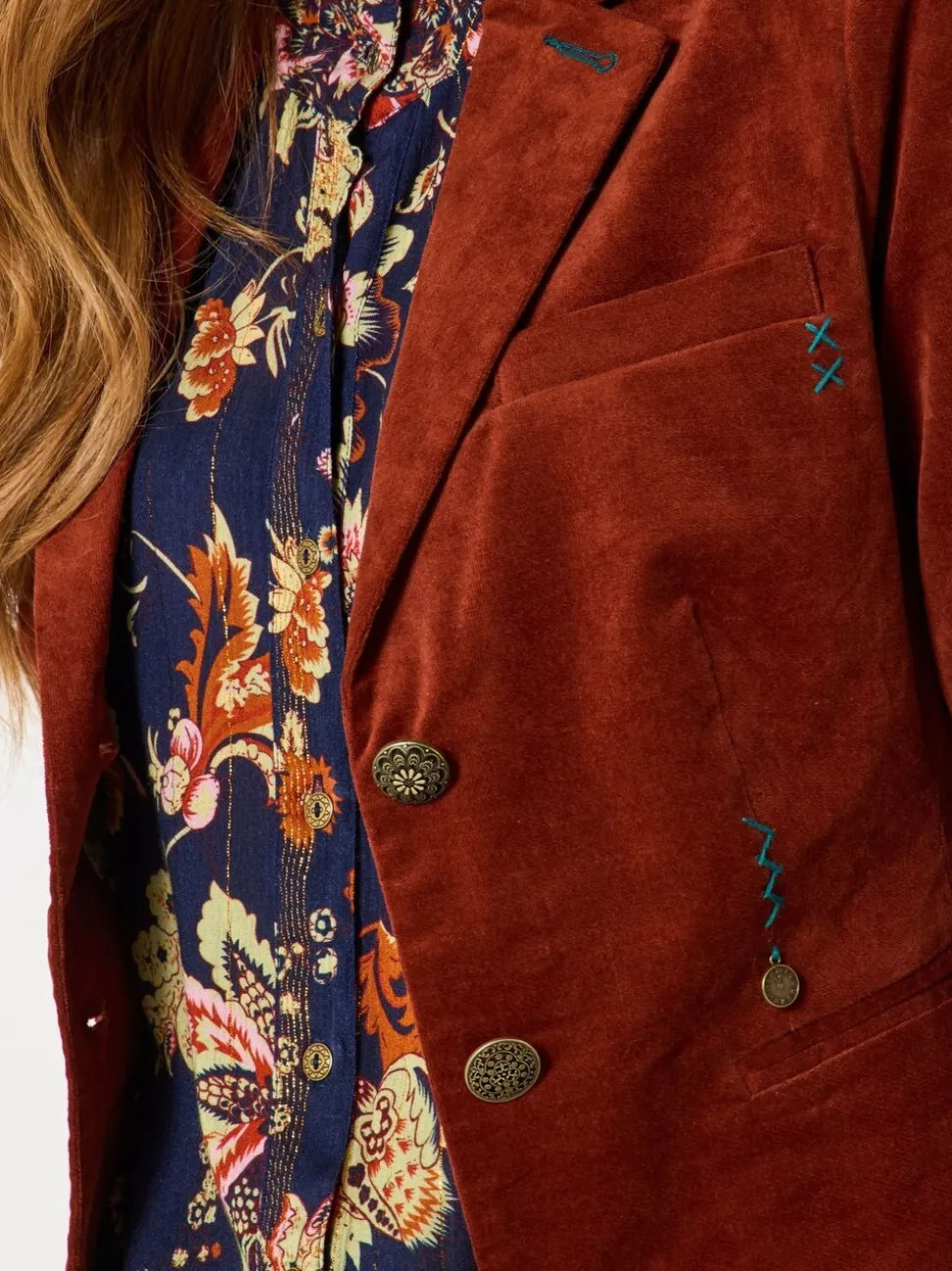 Orange - Veste Joe Browns en velours à détails surpiqués