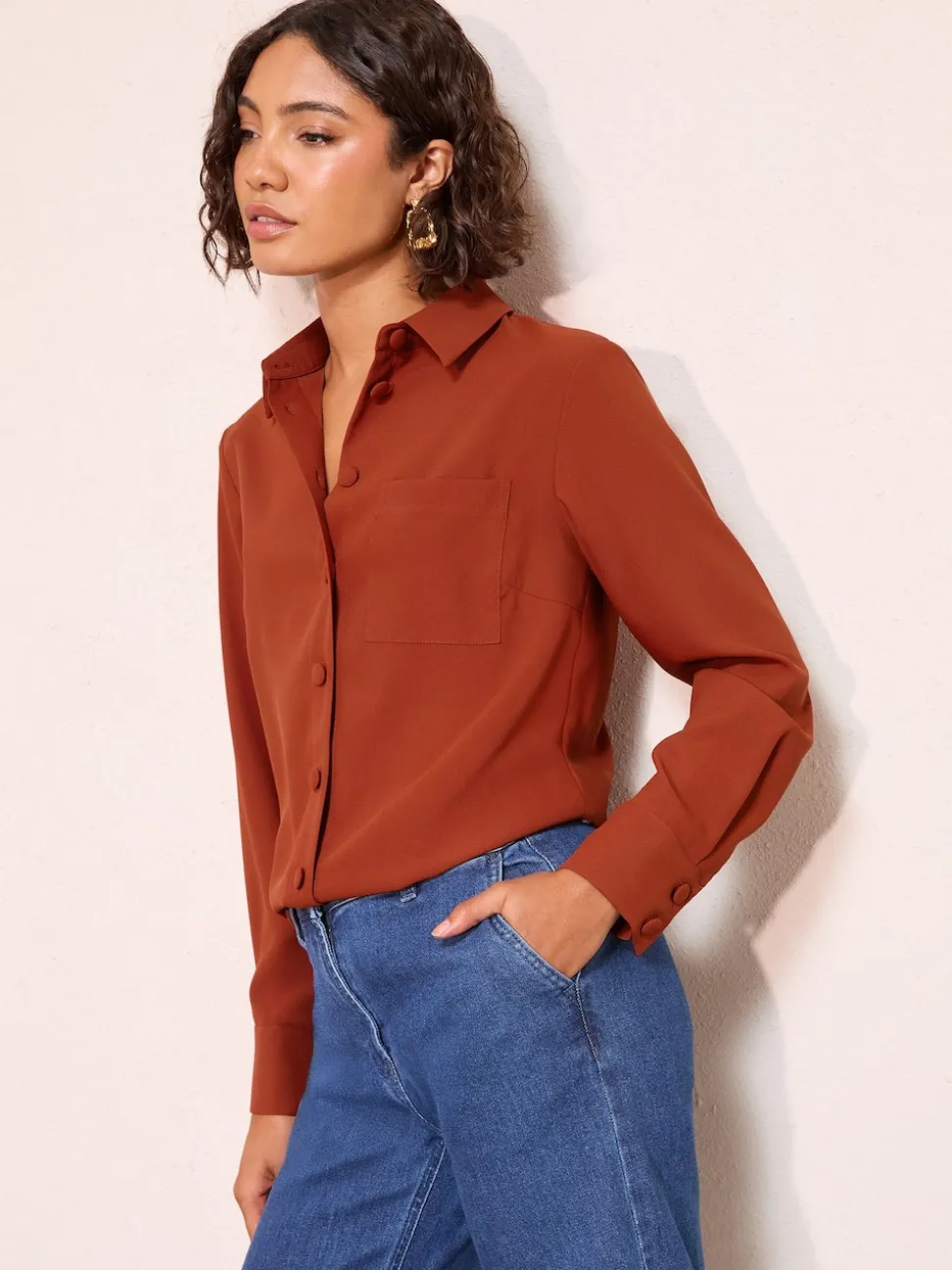 Orange brûlé - Chemise Friends Like These carrée à boutons
