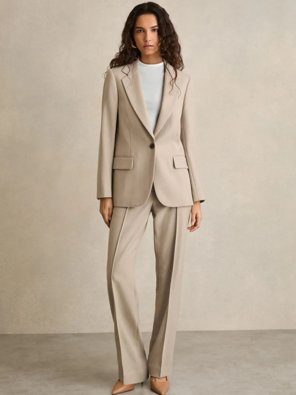 Pantalon de costume Reiss Brittany Coupe droite enBlend mélangée texturée
