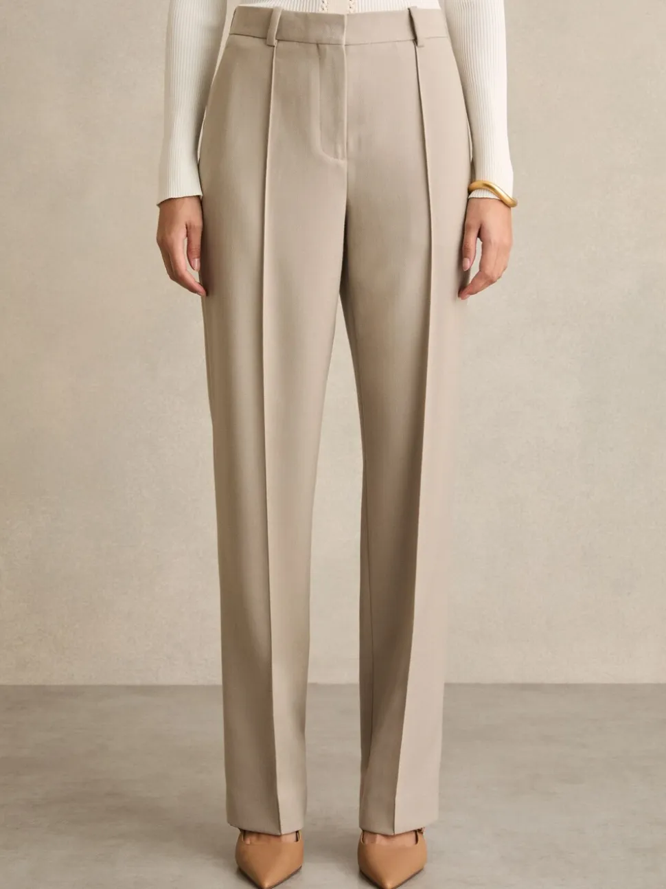 Pantalon de costume Reiss Brittany Coupe droite enBlend mélangée texturée