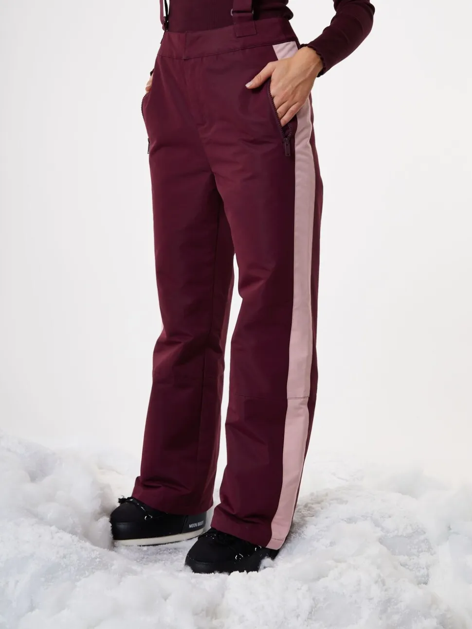 Pantalon de ski rembourré à rayures latérales Threadbare avec bretelles