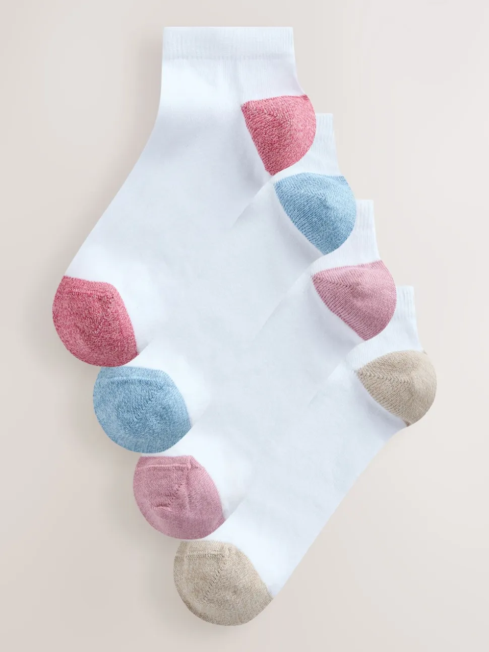 pastel - Lot de 4 paires de chaussettes de sport blanches à talon et bout