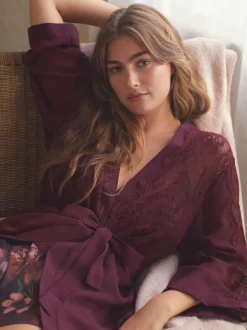 Peignoir B By Ted Baker bordeaux en mousseline de dentelle