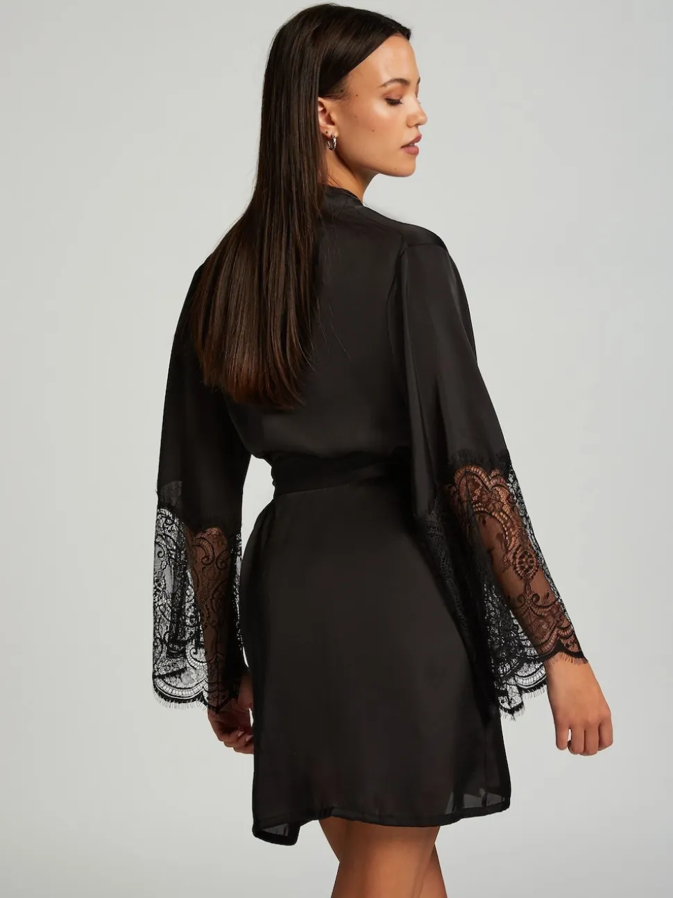 Peignoir Hunkemöller kimono en satin noir