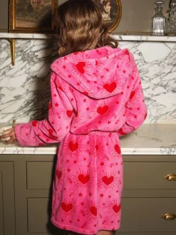 Peignoir Urban Threads Urban Threads en polaire rose cœur et étoile