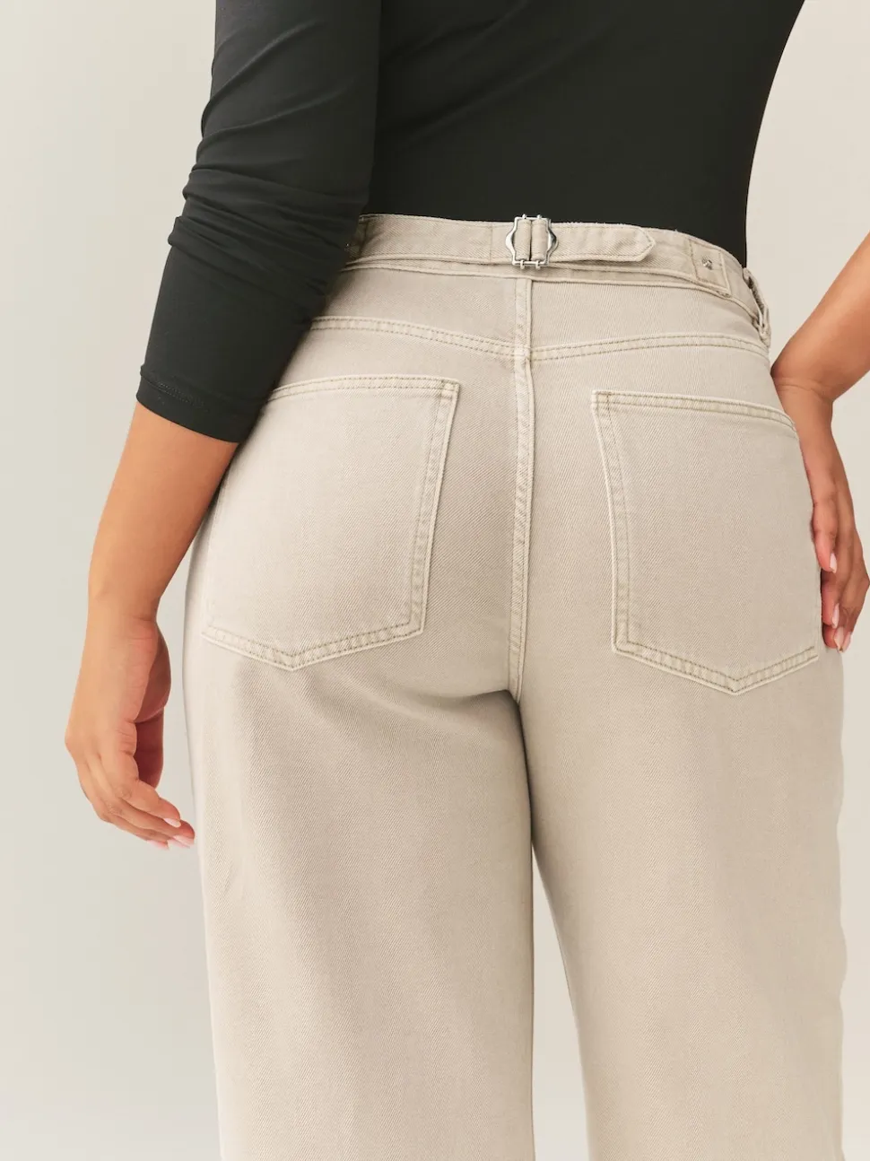 Pierre - Jean retroussé Boyfriend Hourglass Jambe large taille mi-haute