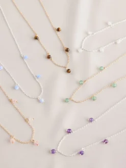 Plaqué or/argent - Collier avec pierre semi-précieuse
