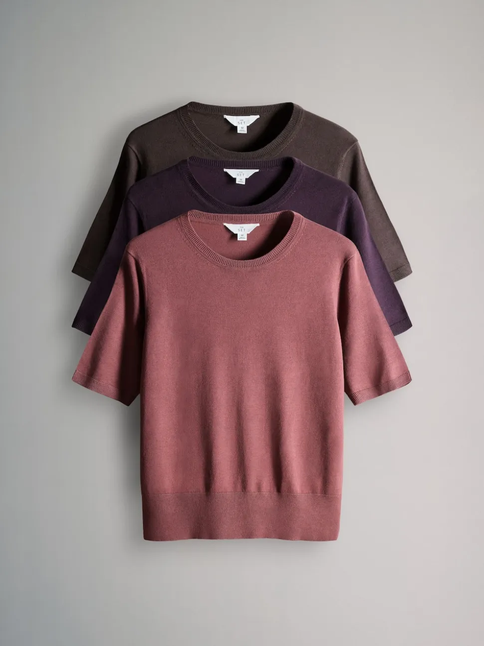 Plum/rose foncé/Marron - T-shirts The Set en maille fine