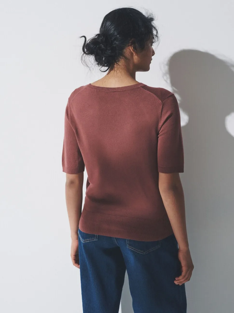 Plum/rose foncé/Marron - T-shirts The Set en maille fine