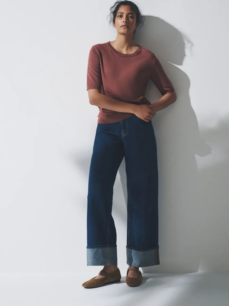Plum/rose foncé/Marron - T-shirts The Set en maille fine