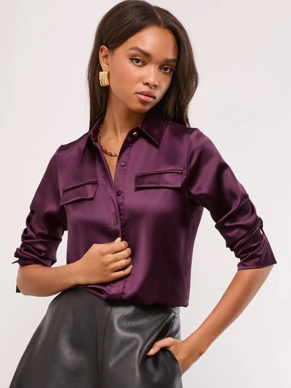 poche utilitaire Violet - Chemise Lipsy en satin