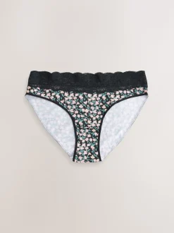 Pois imprimés - Culotte en coton et dentelle 7 Pack