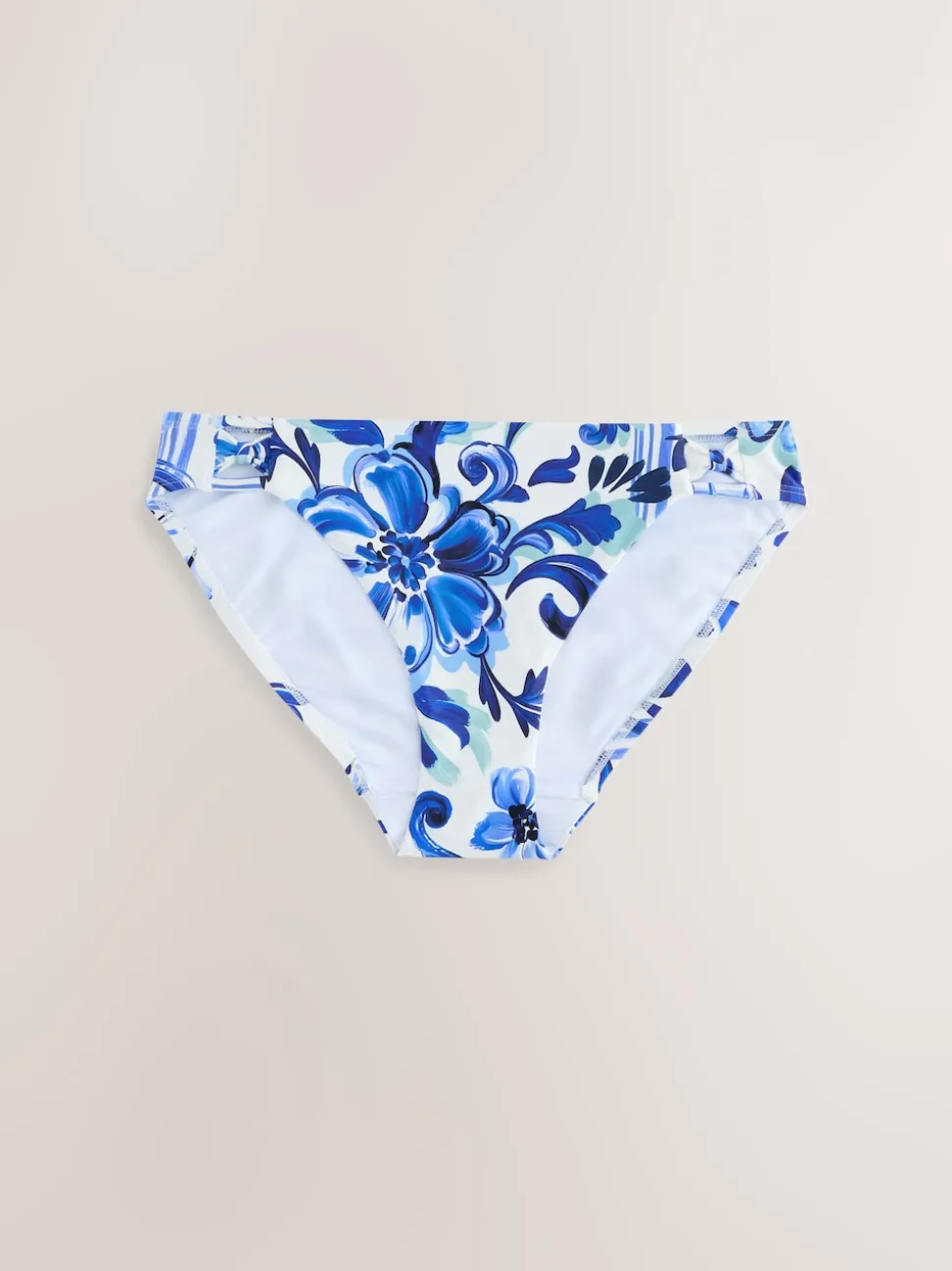 Porcelaine blanc/bleu - Bas de bikini échancré