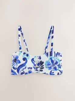 Porcelaine blanc/bleu - Haut de bikini bandeau sans armatures