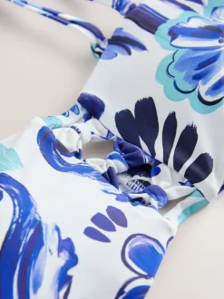 Porcelaine blanc/bleu - Haut de bikini bandeau sans armatures