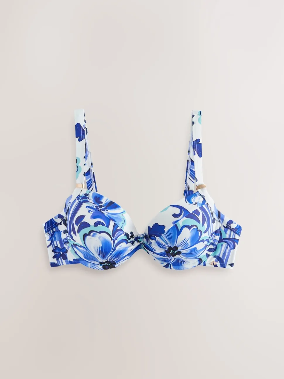 Porcelaine blanc/bleu - Haut de bikini rembourré à armatures gainant