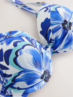 Porcelaine blanc/bleu - Haut de bikini rembourré à armatures gainant