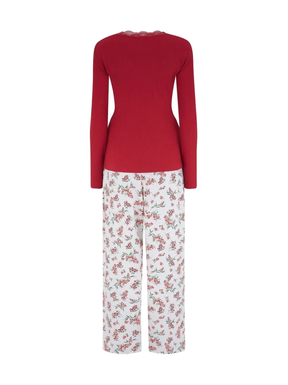 Pour Moi Ensemble pyjama Henley côtelé bordé de dentelle et pyjama en coton brossé