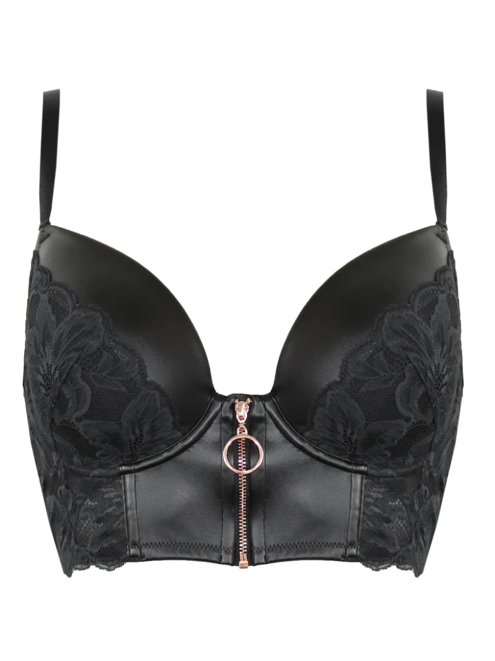 Pour Moi soutien-gorge long rembourré à fermeture zippée en onyx
