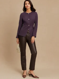 Pourpre foncé - Blazer sans col