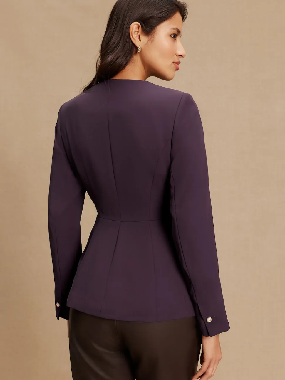 Pourpre foncé - Blazer sans col