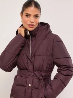 prune - Manteau long Ceinturé Lipsy en entonnoir double couche