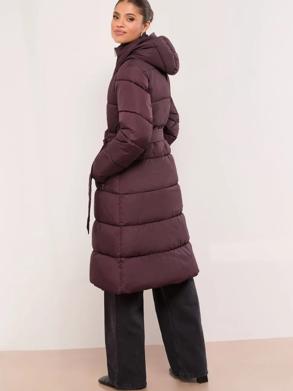 prune - Manteau long Ceinturé Lipsy en entonnoir double couche