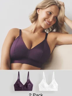 Prune violet/blanc - Lot de brassières DD+ Ultimate Comfort sans 2