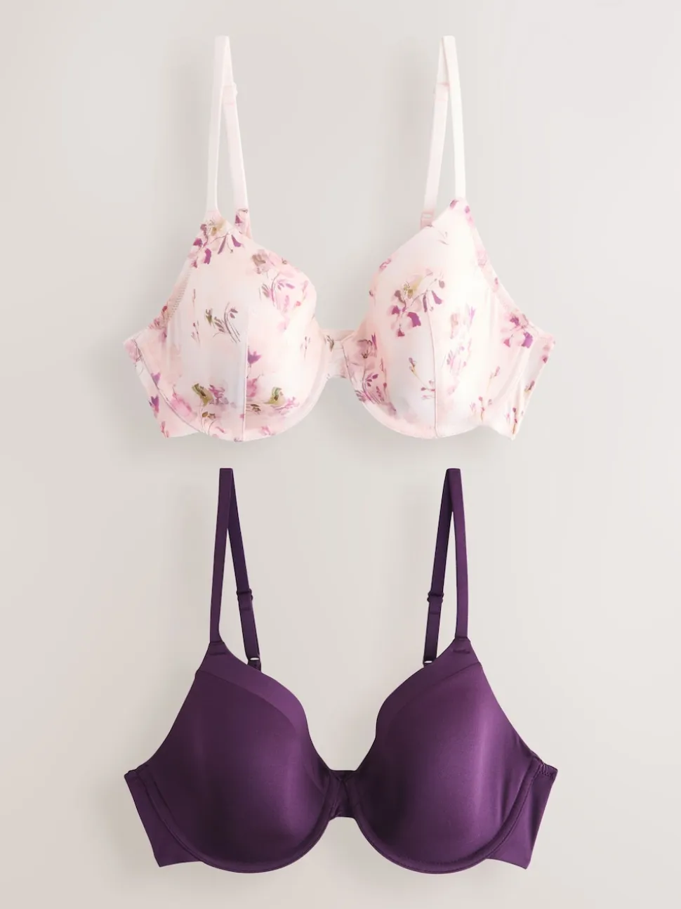 Prune violet/imprimé floral - Lot de 2 Soutiens-gorge A-E Smoothing Ultimate Comfort