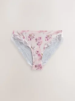 Prune violet/imprimé floral - Lot de 2 culottes échancrées