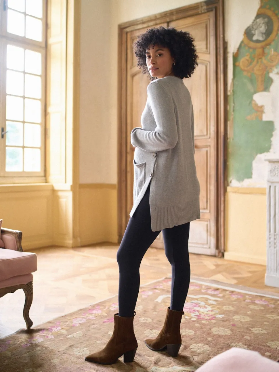 Pull col rond Seraphine en coton mélangé grossesse et allaitement