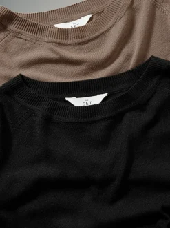 Pull The Set 2 Lot en maille fine à col rond