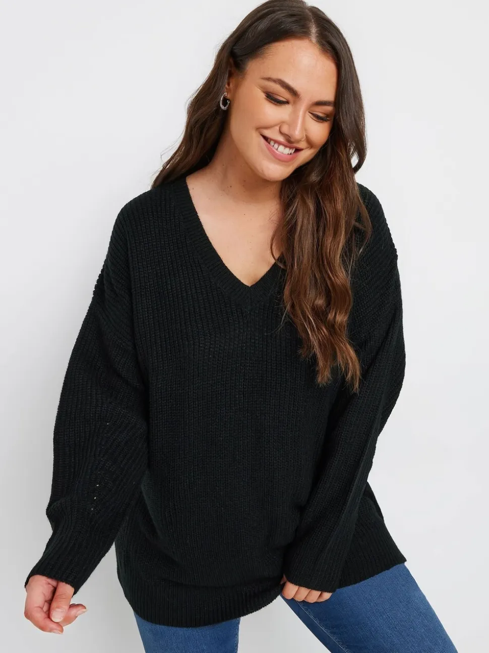 Pull Yours Curve en maille à col en V