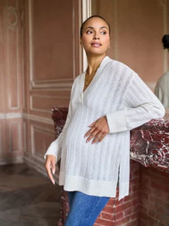 Pulls Seraphine Grossesse en laine Blend Pointelle
