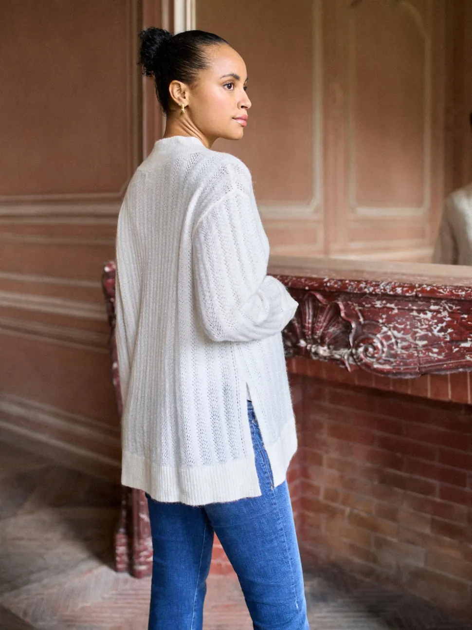 Pulls Seraphine Grossesse en laine Blend Pointelle