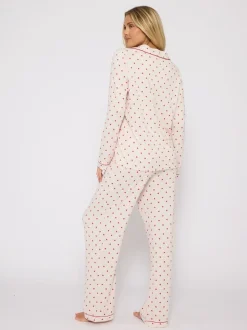 Pyjama à manches longues Loungeable traditionnel en maille brossée imprimé Cœur