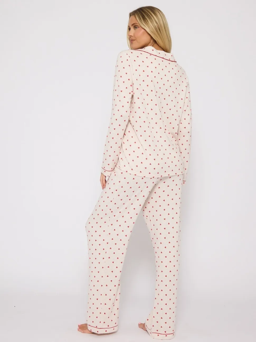 Pyjama à manches longues Loungeable traditionnel en maille brossée imprimé Cœur