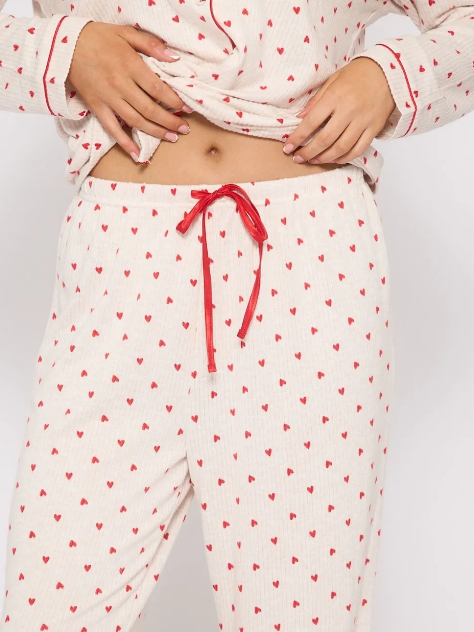 Pyjama à manches longues Loungeable traditionnel en maille brossée imprimé Cœur
