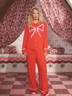 Pyjama Cath Kidston en viscose tissé à nœud festif