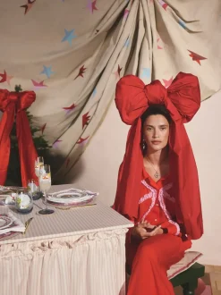 Pyjama Cath Kidston en viscose tissé à nœud festif
