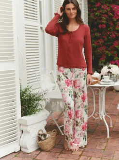 Pyjama Laura Ashley à manches longues en jersey pointelle