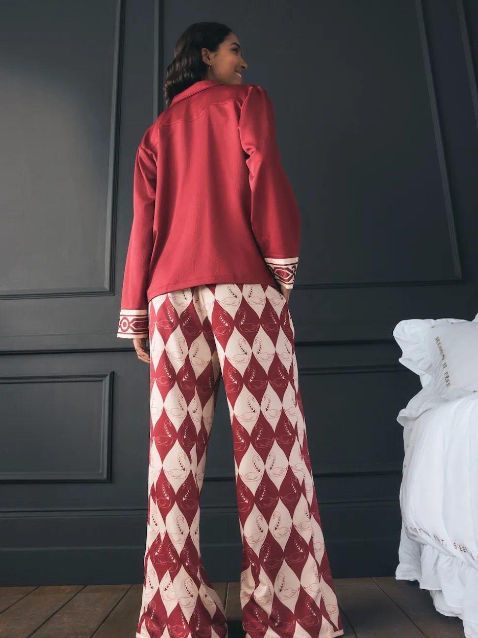 Pyjama Rockett St George en satin texturé boutonné