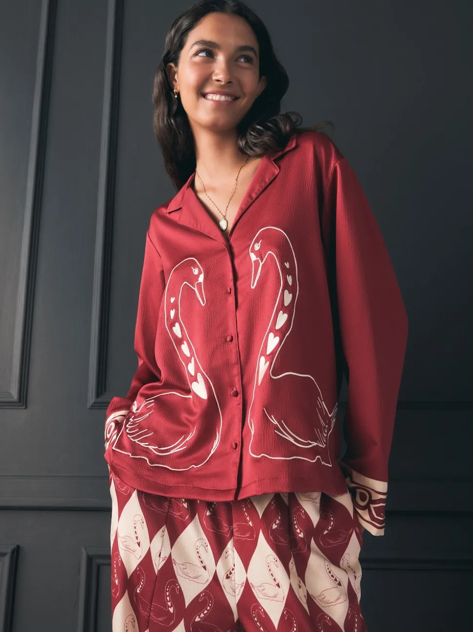 Pyjama Rockett St George en satin texturé boutonné