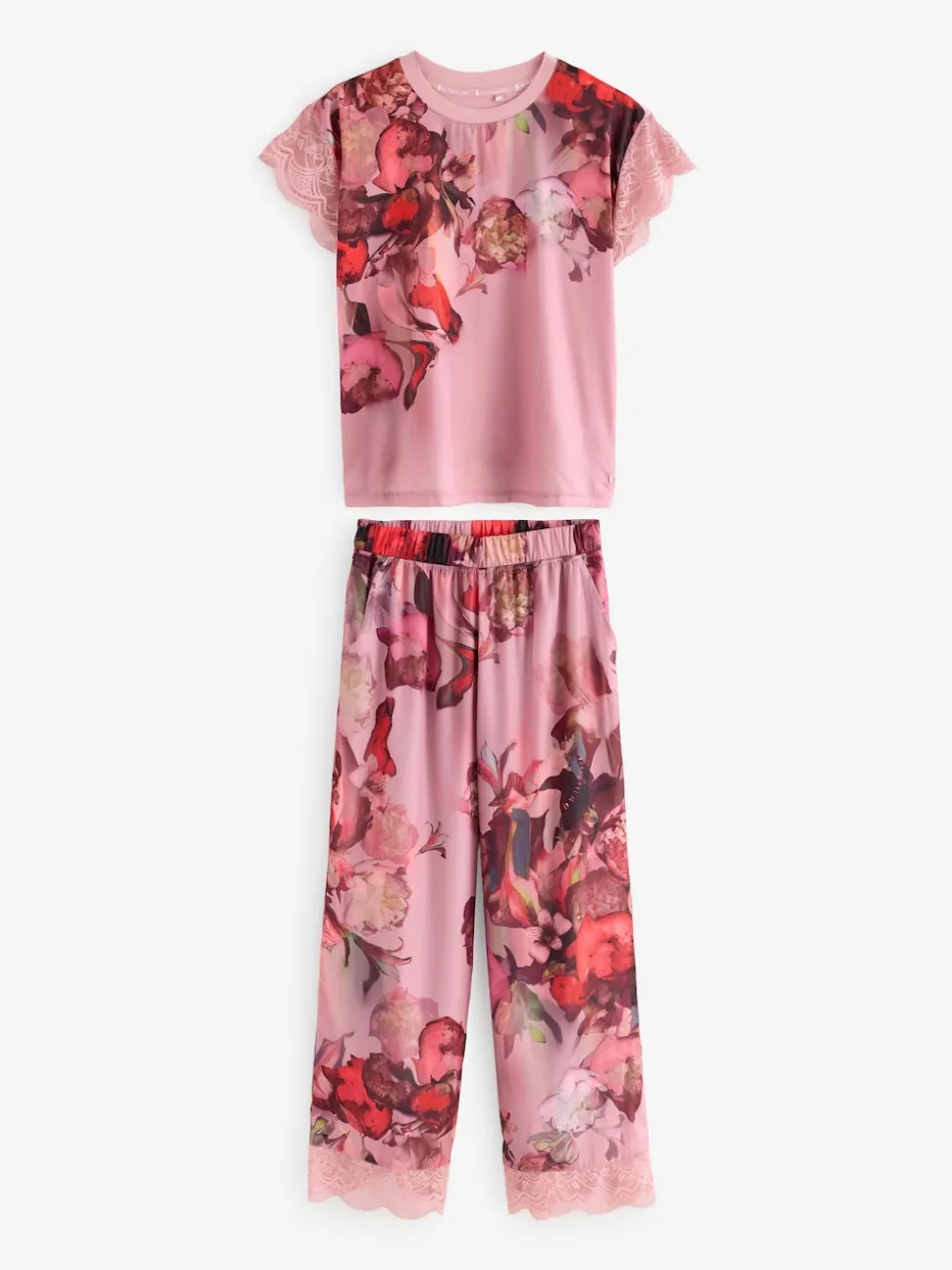 Pyjamas B by Ted Baker en jersey de satin rose fleuri