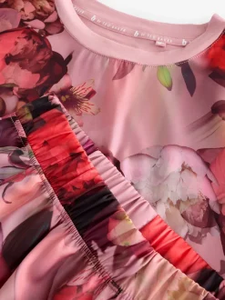 Pyjamas B by Ted Baker en jersey de satin rose fleuri