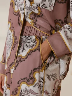 Pyjamas B by Ted Baker marron vison en satin imprimé écharpe boutonnés